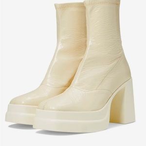 Free people, double stack platform, cream leather boots, size 39.5 (US size 9)
